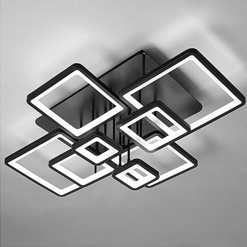 LED luster s diaľkovým ovládaním ELLA 203W, 8 štvorcových, studené/teplé/neutrálne svetlo, stmievateľné, čierny