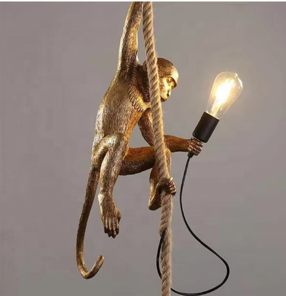 Vintage závesný luster, LV700, 1xE27, opica, struna a kov, čierna podpora Vintage lustre Predvolený názov Alessandro Design