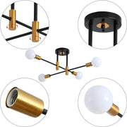 Lustra Modernist Gentile, 4x E27, Negru și Auriu, Design Modern