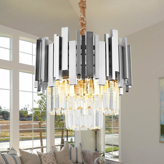 Crystal Luster Blois Noble 5XE14, priemer 40 cm, striebro, nastaviteľná výška