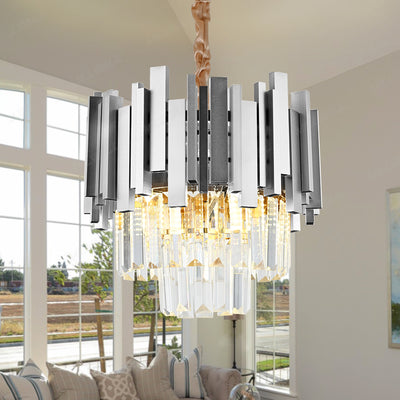 Crystal Luster Blois Noble 5XE14, priemer 40 cm, striebro, nastaviteľná výška