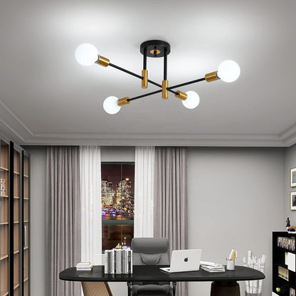 Lustra Modernist Gentile, 4x E27, Negru și Auriu, Design Modern