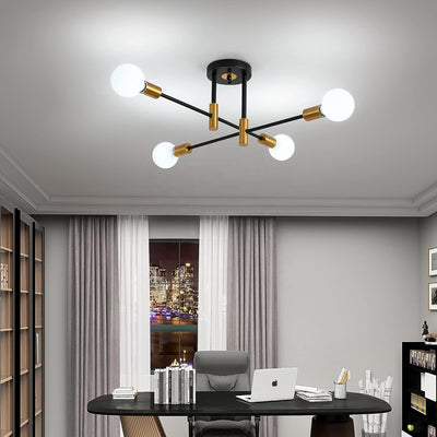 Lustra Modernist Gentile, 4x E27, Negru și Auriu, Design Modern