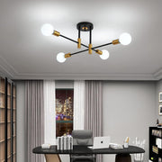 Lustra Modernist Gentile, 4x E27, Negru și Auriu, Design Modern