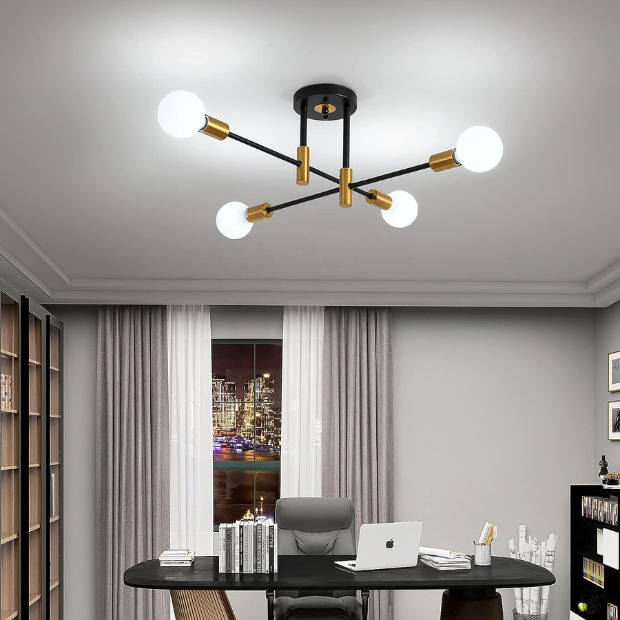Lustra Modernist Gentile, 4x E27, Negru și Auriu, Design Modern