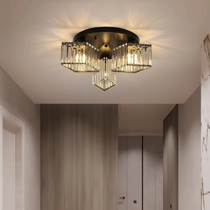 Klasický moderný luster Sasha, LC117/3BK, 3x E27, kov a krištáľ, čierny, tienidlo