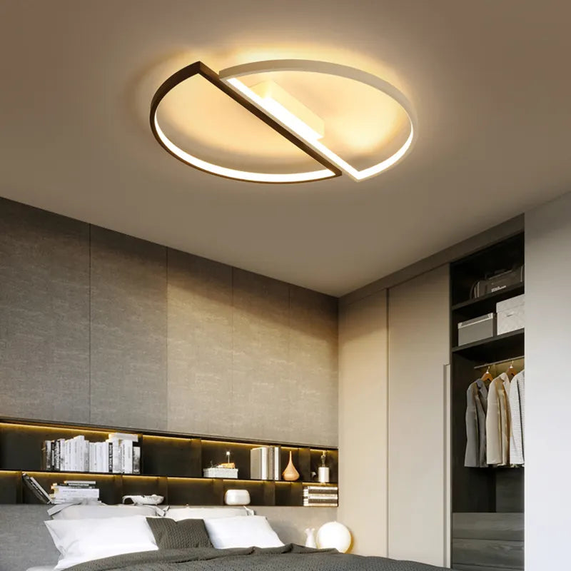 LED Vektorový arcus, SemiciSircles, 35W, kovové, vyhodené, studené/horúce/neutrálne svetlo, čierna s bielym, moderný dizajn