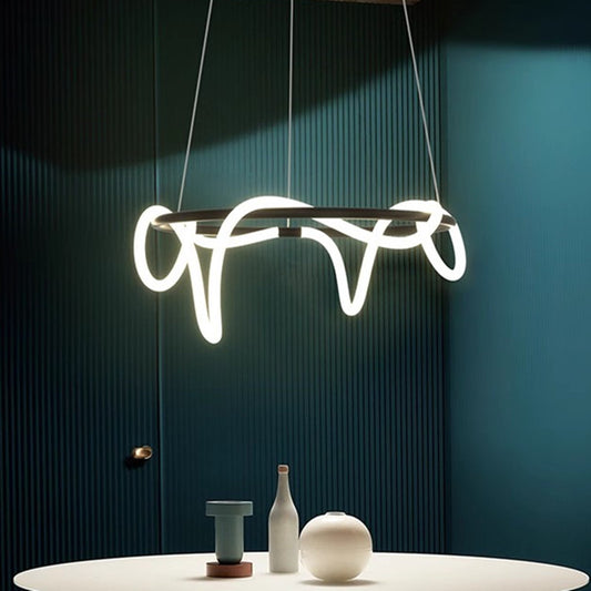 DIVINO LED luster čierny 91W s flexibilnou silikónovou trubicou, priemer 60cm - Nastaviteľné svetlo 3000K/4000K/6000K