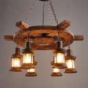 Vintage luster LV592/6BK, 6xE27, Rustikálna stodola, Struna a kov, 70 cm, Čierny