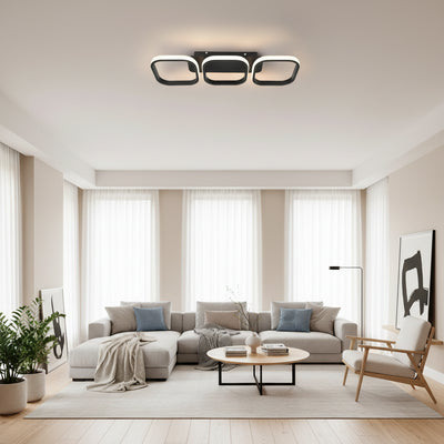 LED luster VERTEX 34W, 3 štvorcové, lineárny, studené/teplé/neutrálne svetlo, čierny