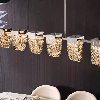 LED luster LLC130/1CH, krištáľ a kov, 31W, 1 kruh, stmievateľné, nastaviteľná výška, studené/teplé/neutrálne svetlo, luxusné osvetlenie