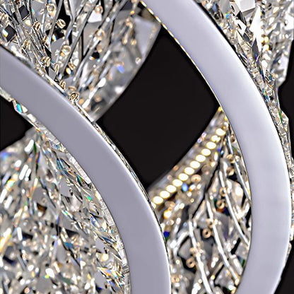 LED luster LLC130/1CH, krištáľ a kov, 31W, 1 kruh, stmievateľné, nastaviteľná výška, studené/teplé/neutrálne svetlo, luxusné osvetlenie