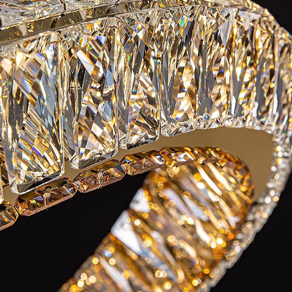 LED luster LLC130/1CH, krištáľ a kov, 31W, 1 kruh, stmievateľné, nastaviteľná výška, studené/teplé/neutrálne svetlo, luxusné osvetlenie