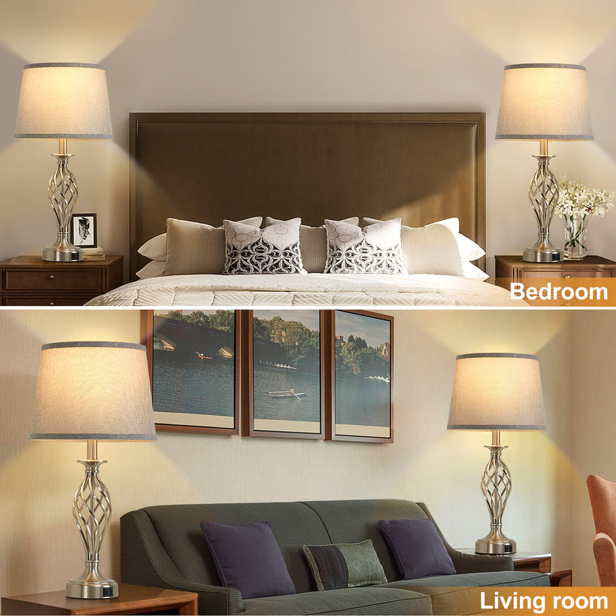 Veioza VZ212WH, 1x E27, kov a textil, biela a zlatá