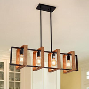 Vintage LED luster LV565/4, 12W rustikálna stodola, drevo a kov, 100 cm, čierny