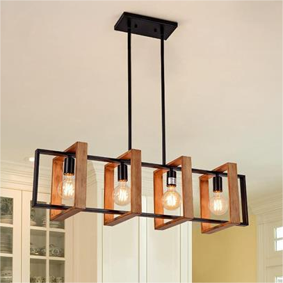 Vintage LED luster LV565/4, 12W rustikálna stodola, drevo a kov, 100 cm, čierny