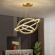 Lulus Led Prism Luminis, Crystal and Metal, 4 kruhy, smoiera, nastaviteľná výška, studené/teplé/neutrálne svetlo, luxusné osvetlenie