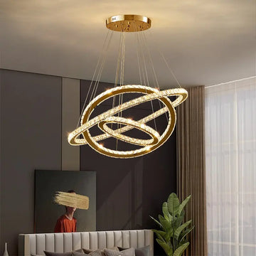 Lulus Led Prism Luminis, Crystal and Metal, 4 kruhy, smoiera, nastaviteľná výška, studené/teplé/neutrálne svetlo, luxusné osvetlenie