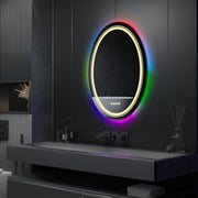 Oglinda LED Rotunda, 70cm, Celeste MotionGlow Marcello, Lumina RGB, Boxa Bluetooth, Sistem Dezaburire, Ceas & Termometru, Dimabila 70X70BTRGB Oglinzi Marcello Default Title Alessandro Design