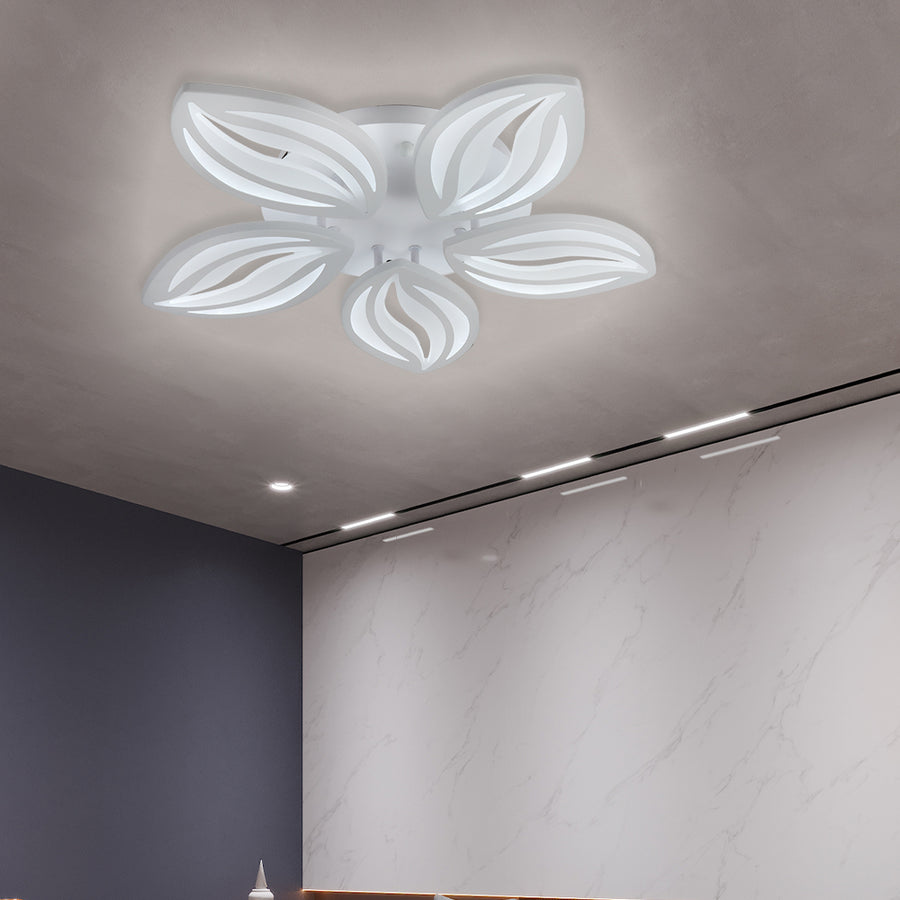 LED luster s diaľkovým ovládaním ORCHID 66W, 5 okvetných lístkov, studené/teplé/neutrálne svetlo, stmievateľné, biela