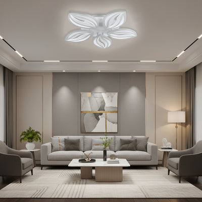 LED luster s diaľkovým ovládaním ORCHID 66W, 5 okvetných lístkov, studené/teplé/neutrálne svetlo, stmievateľné, biela