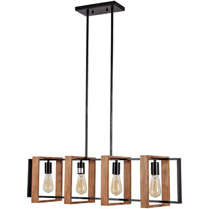 Vintage LED luster LV565/4, 12W rustikálna stodola, drevo a kov, 100 cm, čierny