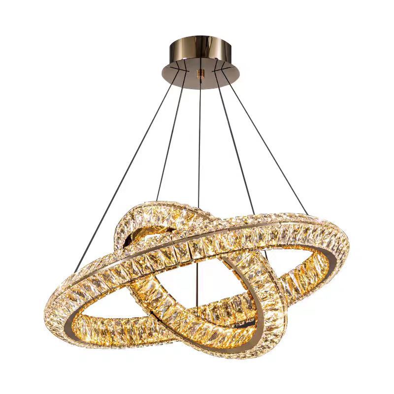 LED luster LLC130/1CH, krištáľ a kov, 31W, 1 kruh, stmievateľné, nastaviteľná výška, studené/teplé/neutrálne svetlo, luxusné osvetlenie