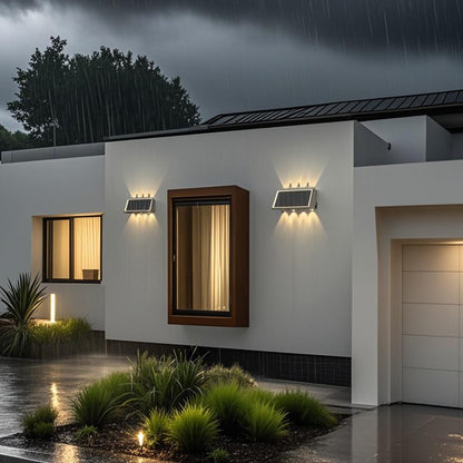 Vonkajšie nástenné LED svietidlo Solaris, 8 svetelných zdrojov, teplé svetlo, čierna