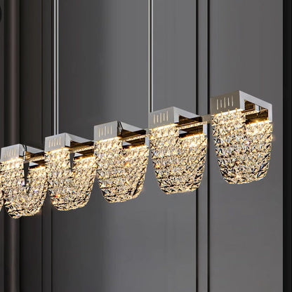 LED luster LLC130/1CH, krištáľ a kov, 31W, 1 kruh, stmievateľné, nastaviteľná výška, studené/teplé/neutrálne svetlo, luxusné osvetlenie