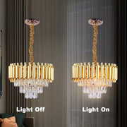 Krištáľový luster VERSAILLES Petito 3xE14, priemer 30cm, zlatý, nastaviteľná výška, kov a krištáľ