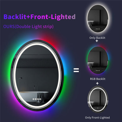 Oglinda LED Rotunda, 70cm, Celeste MotionGlow Marcello, Lumina RGB, Boxa Bluetooth, Sistem Dezaburire, Ceas & Termometru, Dimabila 70X70BTRGB Oglinzi Marcello Default Title Alessandro Design