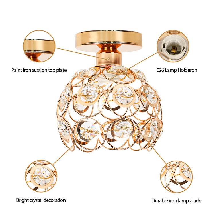 Luster Vera, 1*E27, zlato, kov a krištáľ