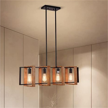 Vintage LED luster LV565/4, 12W rustikálna stodola, drevo a kov, 100 cm, čierny