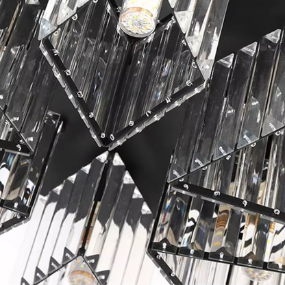 Klasický moderný luster Sasha, LC117/3BK, 3x E27, kov a krištáľ, čierny, tienidlo