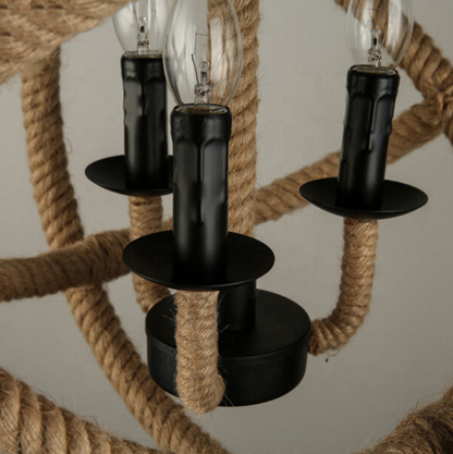 Vintage luster LV585/4BK, 4xE14, Rustikálna stodola, Struna a kov, 30 cm, Čierny