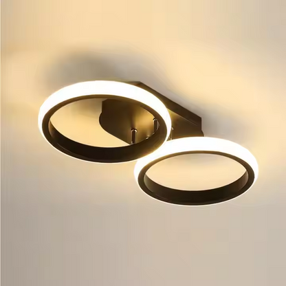 Lustra LED Celio , 16W, 2 Cercuri, Lumina Rece/Calda/Neutra, Negru
