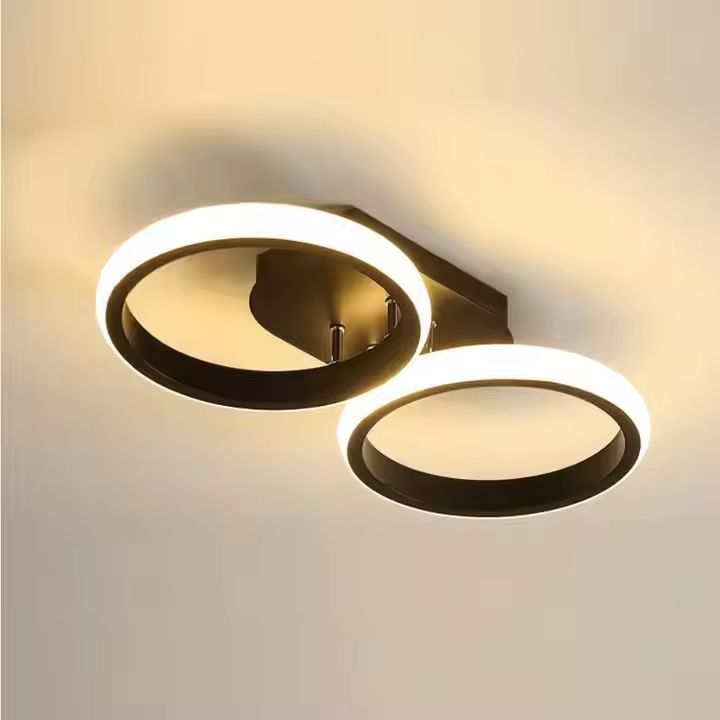 Lustra LED Celio , 16W, 2 Cercuri, Lumina Rece/Calda/Neutra, Negru