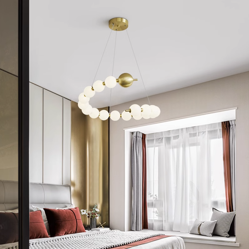 Lustra zavesená LED Acril Aurelia s diaľkovým ovládaním, DAVABLE, 3000K/4000K/6000K, zlato, kov a akryl