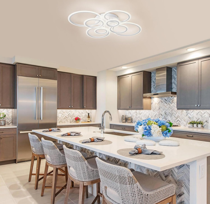 LED luster s diaľkovým ovládaním BETTY 130W, 8 kruhov, studené/teplé/neutrálne svetlo, stmievateľné, biela