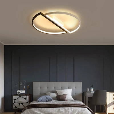 LED Vektorový arcus, SemiciSircles, 35W, kovové, vyhodené, studené/horúce/neutrálne svetlo, čierna s bielym, moderný dizajn