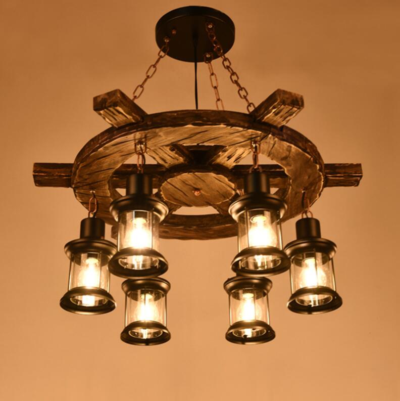 Vintage luster LV592/6BK, 6xE27, Rustikálna stodola, Struna a kov, 70 cm, Čierny