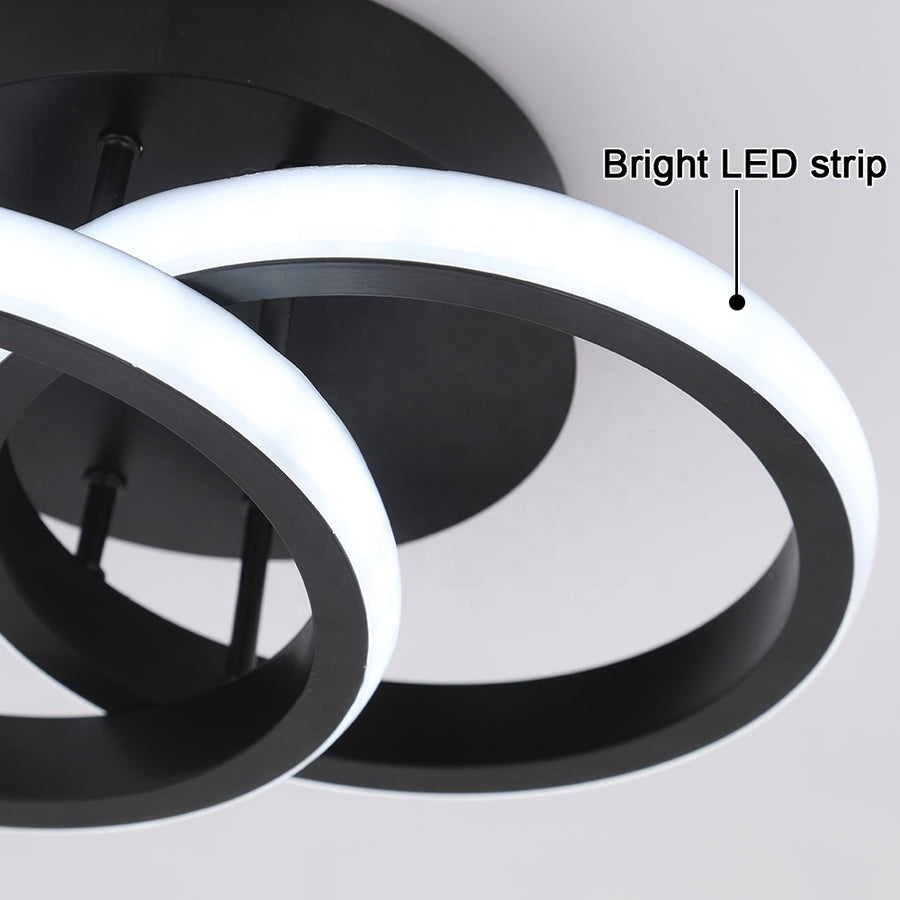 LED luster VERTEX CIRCULA 22W, 2 kruhy, kovové rámy, studené/teplé/neutrálne svetlo, čierny