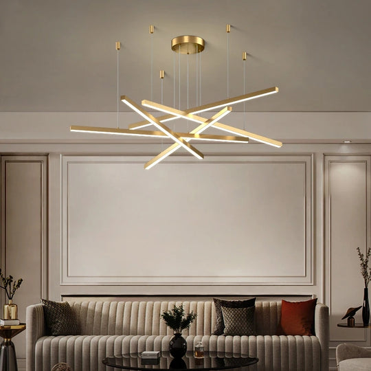 Závesný LED luster s diaľkovým ovládaním GINEVRA 63W, 5 prvkov, Studené/Teplé/Neutrálne svetlo, Zlaté LED lustre s diaľkovým ovládaním Predvolený názov Alessandro Design