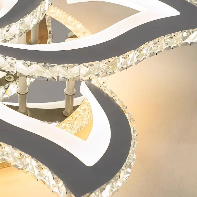 Alejandro LED luster s diaľkovým ovládaním, 73 W, 4 kvety, studené/teplé/neutrálne stmievateľné svetlo, chróm