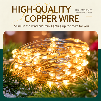 Lineárna vianočná inštalácia so strieborným drôtom, teplé svetlo, 1000 cm, 100 LED