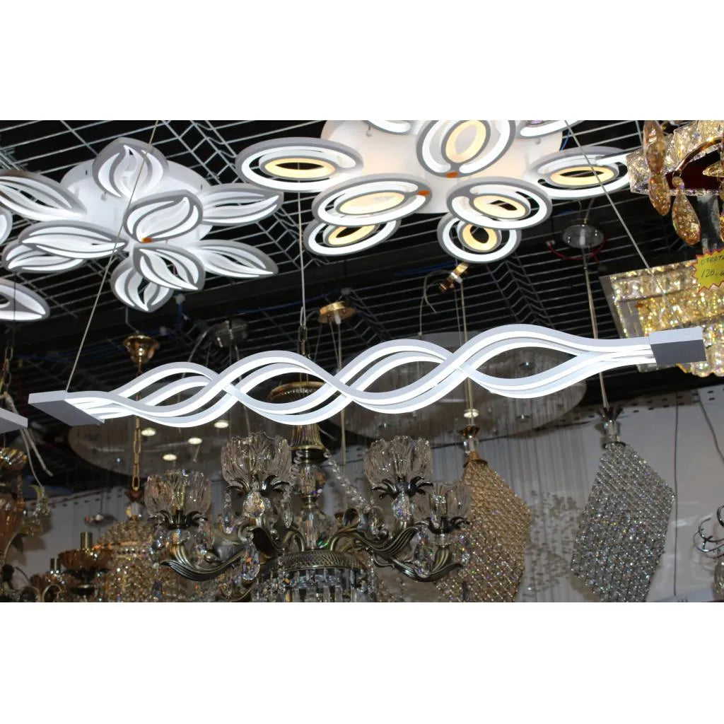 LED luster zavesený s diaľkovým ovládaním vlny, 105 W, nastaviteľná výška, studené/horúce/neutrálne svetlo, Daisy, biela