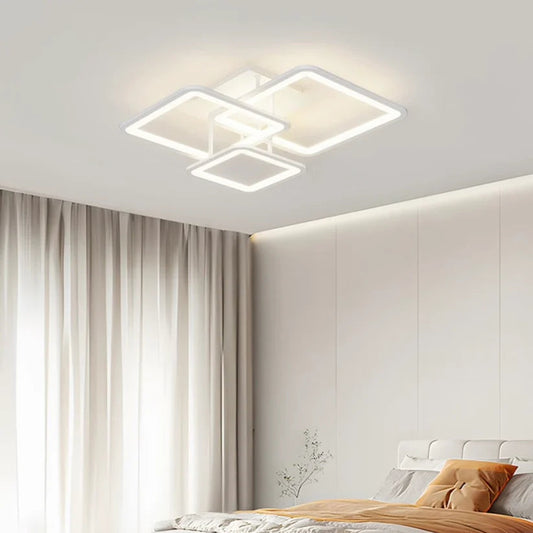 LED luster s diaľkovým ovládaním ZOE, 64W, 3 štvorce, studené/teplé/neutrálne svetlo, stmievateľné, biela