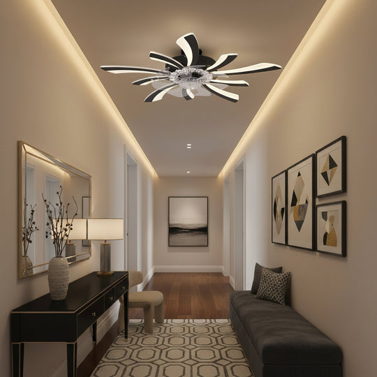 VIRTULA Fan LED luster s diaľkovým ovládaním, 29W, H77cm, studené/neutrálne/teplé svetlo, čierny