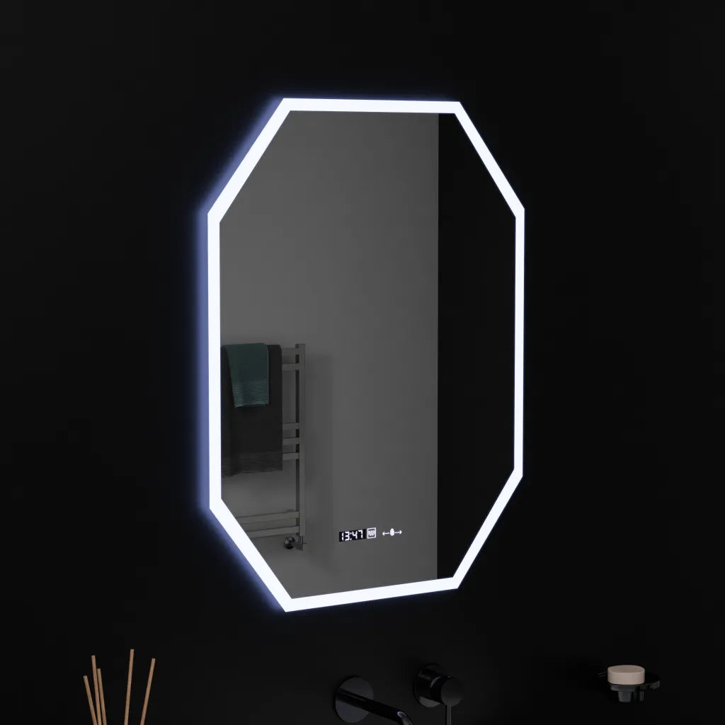 Zrkadlové LED Polygon 60x80cm Hexaluce Sensor Motionglow Marcello Dunable Clock Defosting System