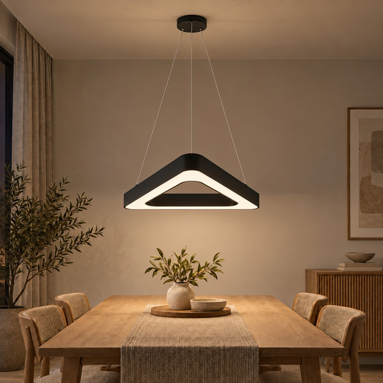 UHLOVÝ závesný LED luster, 60cm, 25W, Nastaviteľná výška, Studené svetlo, Čierny, Kov a Akryl